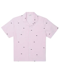 Lacoste Men's Striped Short-Sleeve Shirt and Pajama Shorts, 2-Piece Set