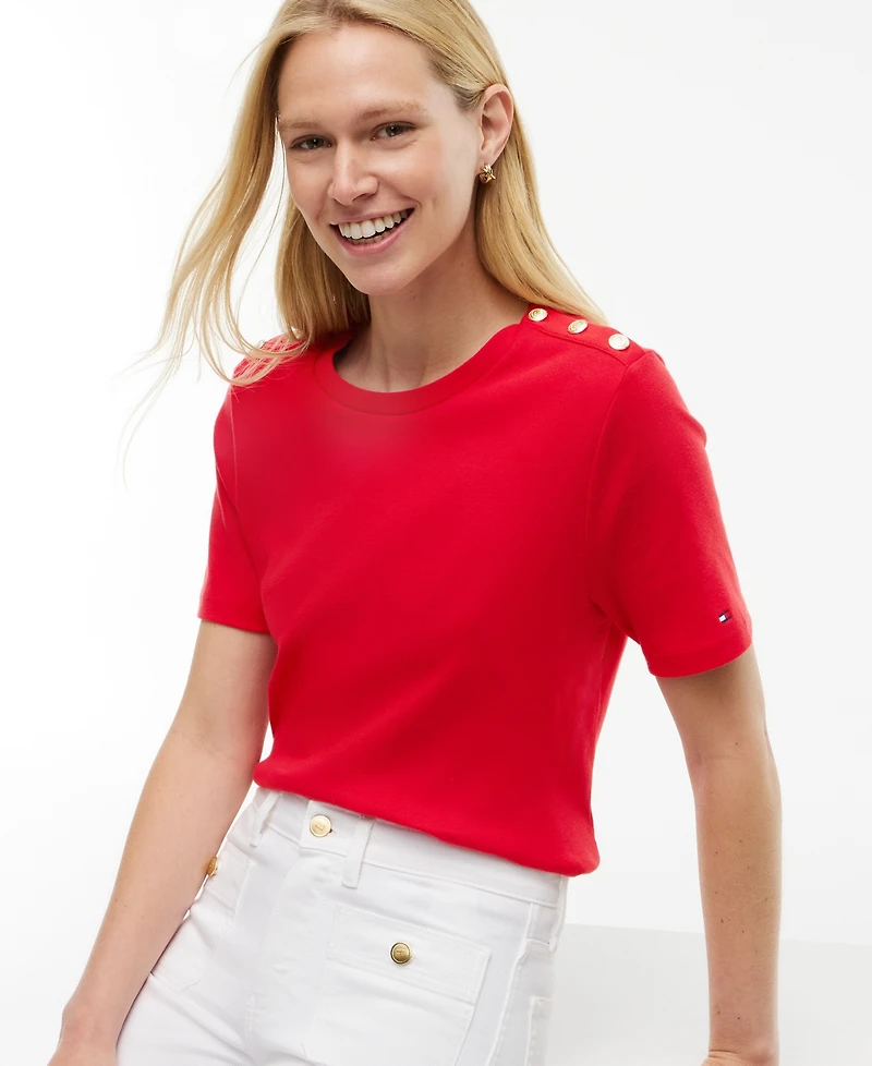 Tommy Hilfiger Women's Ribbed Boxy Crewneck T-Shirt