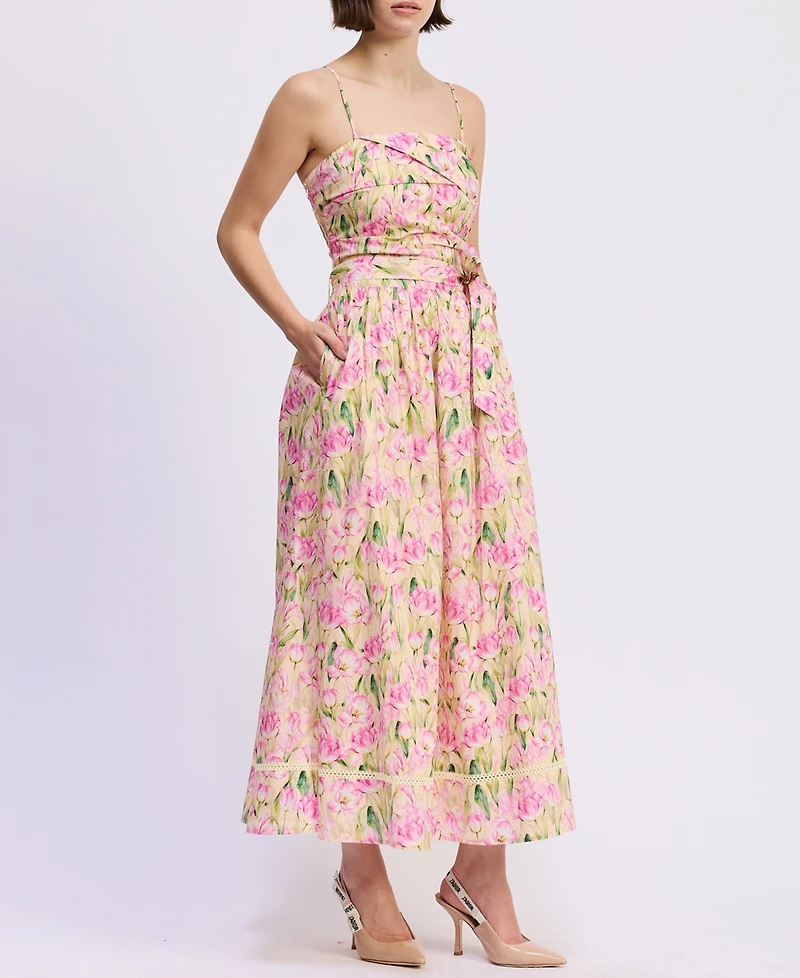 En Saison Women's Arya Straight Neck Maxi Dress