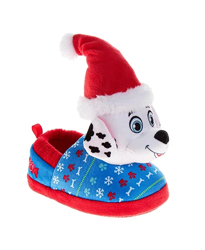 Nickelodeon Toddler Paw Patrol Chase and Marshall Boys' Christmas Slippers Cozy Plush Santa House Shoes