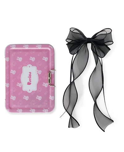 Puttisu Girls Organza Double Ribbon Clip Gift Set with Tin Case
