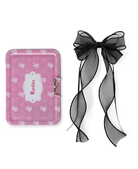 Puttisu Girls Organza Double Ribbon Clip Gift Set with Tin Case