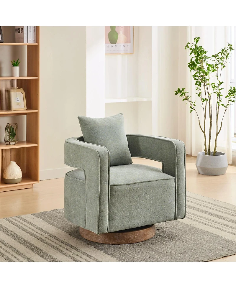 Streamdale Modern Swivel Accent Chair with Weathered Base
