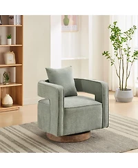 Streamdale Modern Swivel Accent Chair with Weathered Base