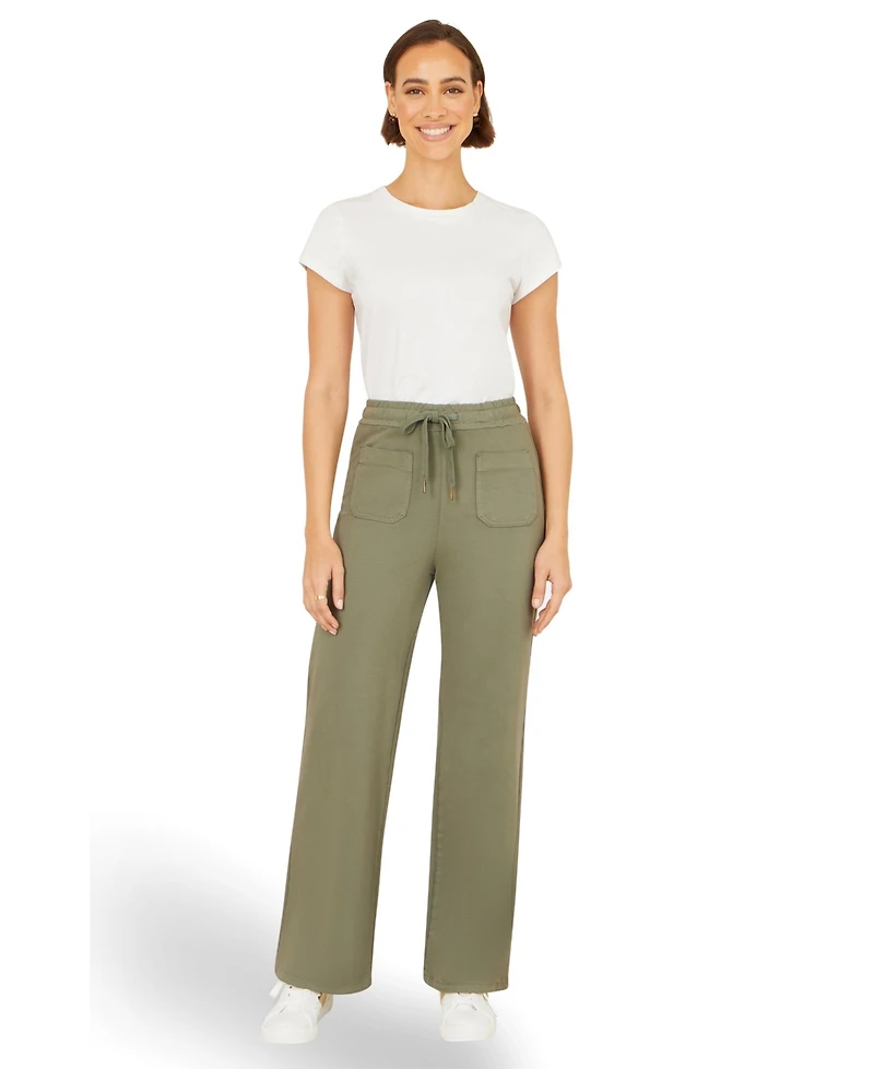 Yumi Women's Relaxed Stretch Wide Leg Trousers