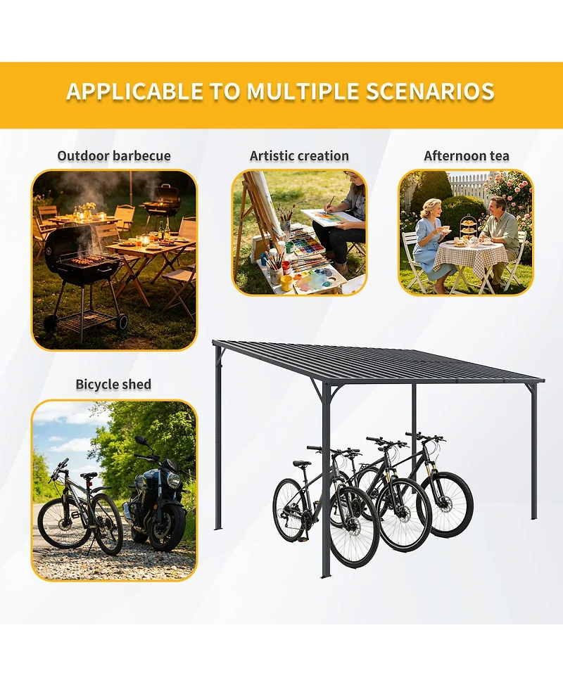 Streamdale Furniture Galvanized Steel Wall-Mounted Outdoor Pergola
