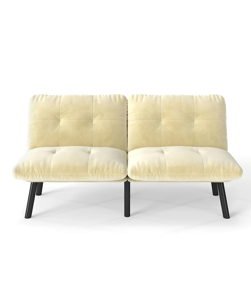 Rainsken Modern Convertible Futon Sofa Bed, with Adjustable Backrest, Velvet Futon Couch, Convertible Folding sofa Bed, for Small Space, Apartment
