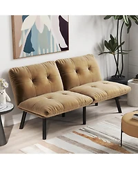 Rainsken Modern Convertible Futon sofa Bed, with Adjustable Backrest, Velvet Couch, Folding for Small Space, Apartment