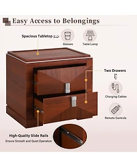 Rainsken Modern Nightstand, Wood Diamond Shaped End Table, 2 Drawers Bedside Table with Storage for Bedroom, Living Room, Entrance