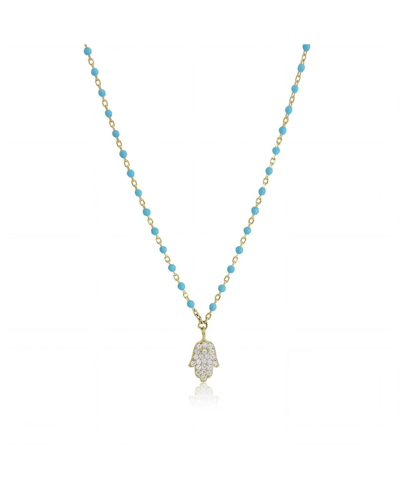 The Lovery Enamel Bead Hamsa Necklace 14K Gold-Plated Sterling Silver