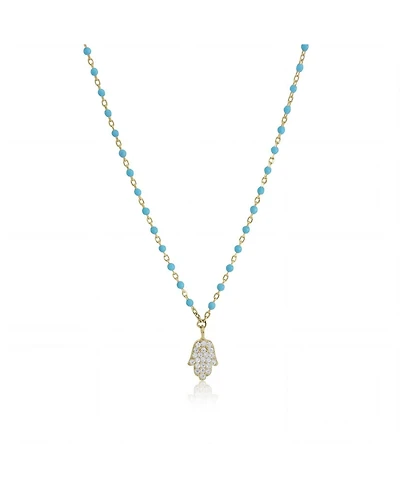 The Lovery Enamel Bead Hamsa Necklace 14K Gold-Plated Sterling Silver