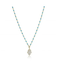 The Lovery Enamel Bead Hamsa Necklace 14K Gold-Plated Sterling Silver