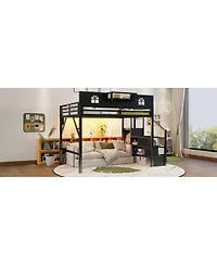 Streamdale Furniture Loft Bed with Stairs and Wardrobe