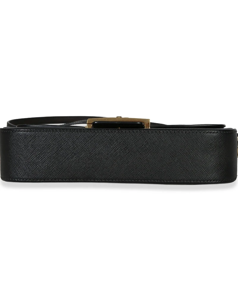 Pre-Owned Prada Black Saffiano Lux Leather Embleme Flap Shoulder Bag