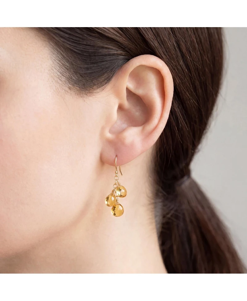 The Lovery Citrine Bead Dangle Earrings 14K Gold