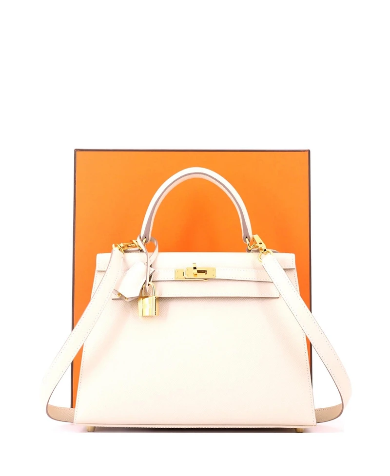 Pre-Owned HERMES Kelly 25 Handbag Light Epsom with Gold Hardware