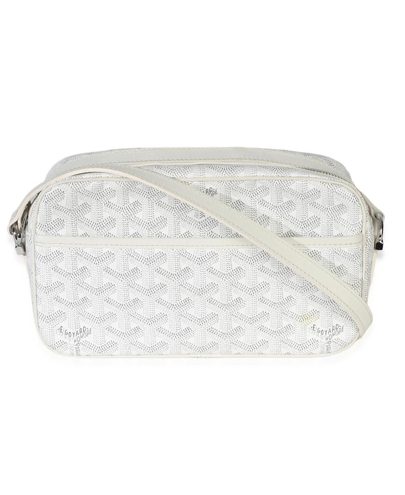 Pre-Owned Goyard White Goyardine Heart Canvas Sac Cap Vertn Pm