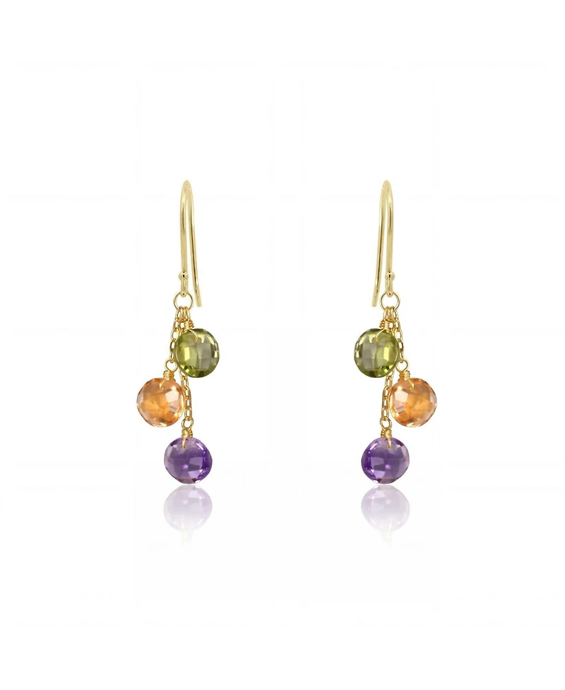 The Lovery Tricolor Bead Dangle Earrings 14K Gold