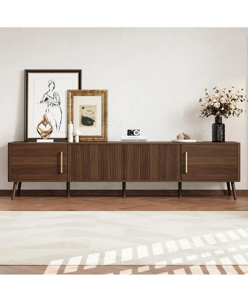 Streamdale Furniture Modern Tv Stand for TVs, Entertainment Center with Fluted Door