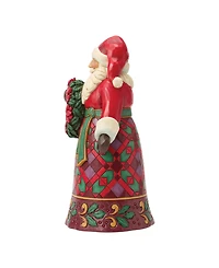 Jim Shore Heartwood Creek Fig Santa with Wreath and Poinsettia