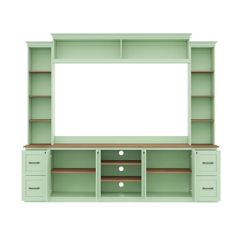 Streamdale Furniture 4-in-1 Farmhouse Tv Stand with Bookshelf for TVs Up to 70