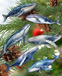 Designocracy Holiday Wooden Clip-On Ornaments Humpback Whales Set of 6 G. DeBrekht