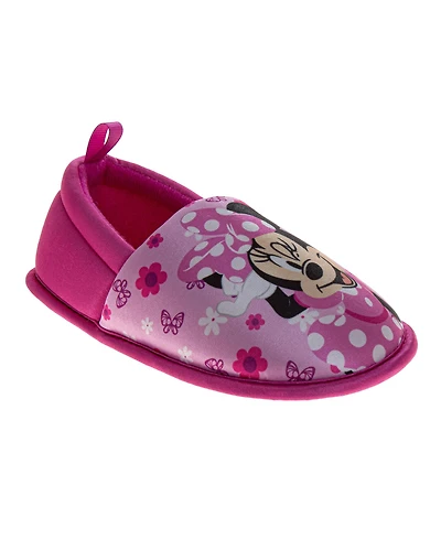 Disney Toddler Minnie Mouse Slippers Soft Plush Cozy Warm Comfort Fit NonSkid Sole Indoor Wear (Toddler / Kid)