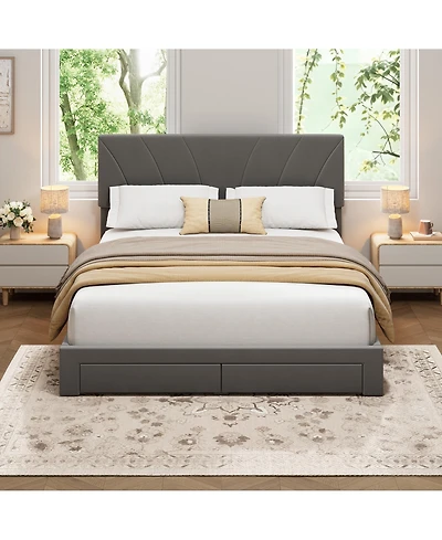 Homfan Bed Frame with Adjustable Headboard