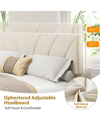 Homfan Velvet Bed Frame with 2 Storage Drawers ? Adjustable Headboard, Platform Bed with Wooden Slats, No Box Spring Needed, Easy Assembly