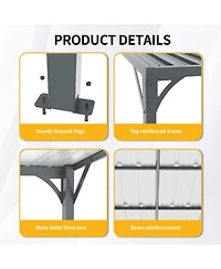 Streamdale Furniture 8 x 10 Metal Wall-Mounted Pergola with Waterproof Inclined Roof