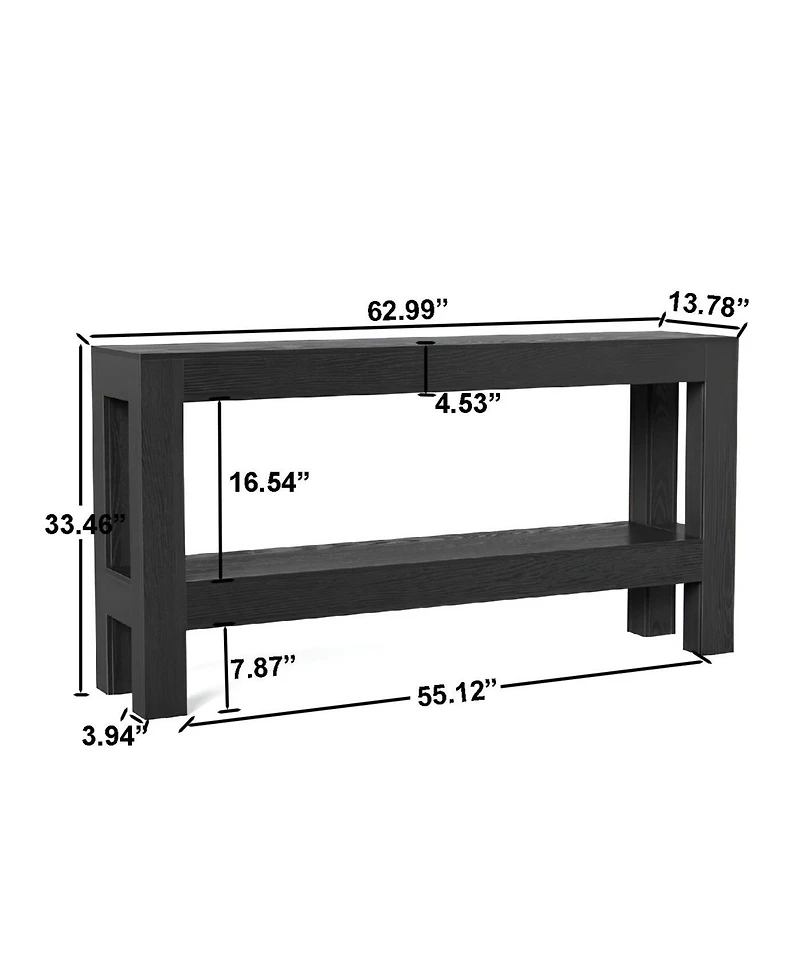 Slickblue 2-Tier Entryway Console Table Farmhouse Style Sofa Table with Storage Shelves