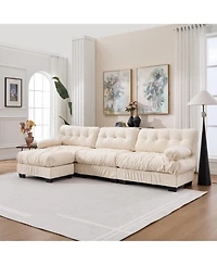 Clihome Modular Sectional Sofa,Cloud Couch, L Shaped Couch with Movable Ottoman Oversized 3-Seater Sofa for Bedroom,5 Pillows