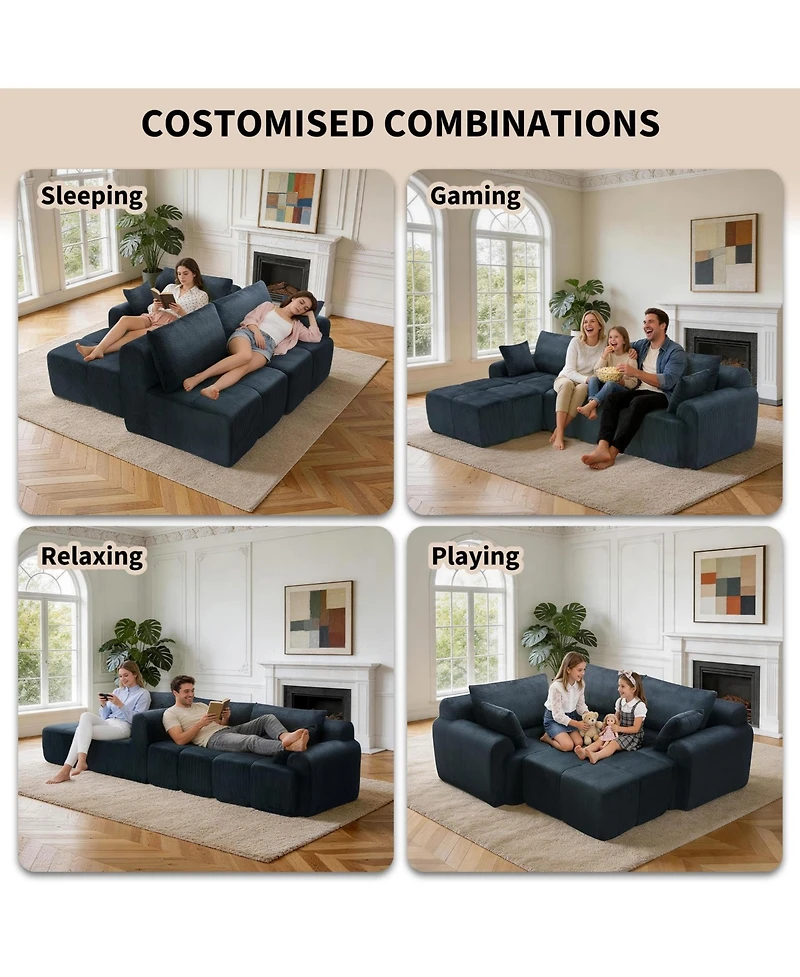 gaomon Corduroy Sponge Modular Memory Foam Sectional Sofa