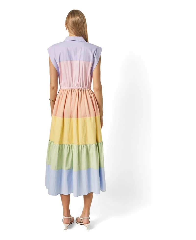English Factory Women's Colorblock Shirt Midi Dress
