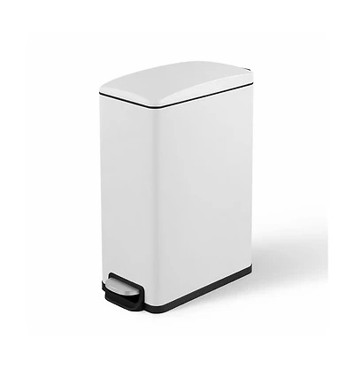 Mega Casa 12 Gal/45 Liter Slim Stainless Steel Step-on Kitchen Trash Can, Hands-Free Foot Pedal, Soft-Close Lid, for Home Office