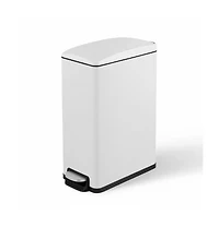 Mega Casa 12 Gal/45 Liter Slim Stainless Steel Step-on Kitchen Trash Can, Hands-Free Foot Pedal, Soft-Close Lid, for Home Office