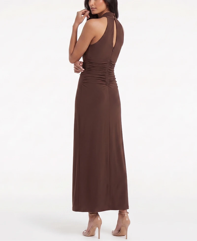 Taylor Women's Ruched Sleeveless Cowl Neck Dress
