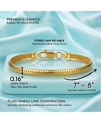 Sterling Silver 14K Gold Plated Omega Bracelet-Unisex