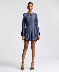 Avec Les Filles Women's Boat Neck Bell Sleeve Mini Dress