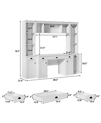 Homsee 88 Inch White L-Shaped Desk with Bookshelf - Office Desk and Storage Cabinet Combo | Anti-Tip Hardware Included
