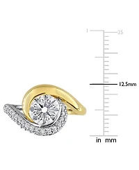 Macy's Lab-Grown Moissanite (1-7/8 ct. t.w.) Ring Two-Tone Sterling Silver