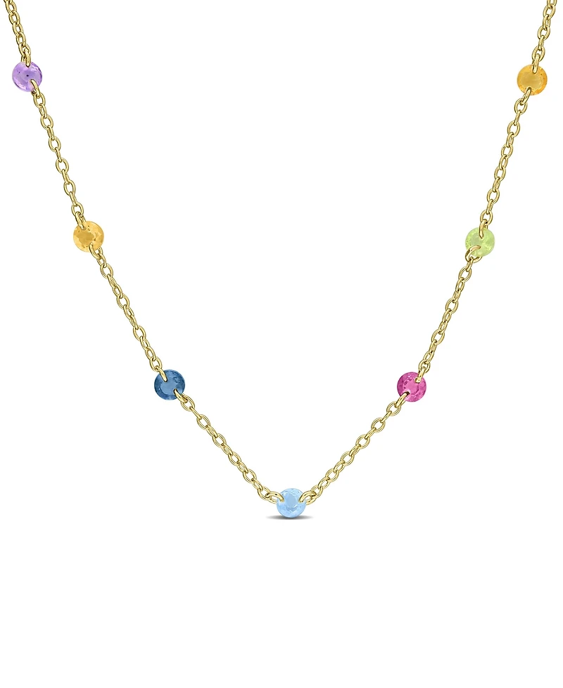Macy's Multi-Gemstone (7/8 ct. t.w.) Necklace in 18k Gold-Flash-Plated Sterling Silver