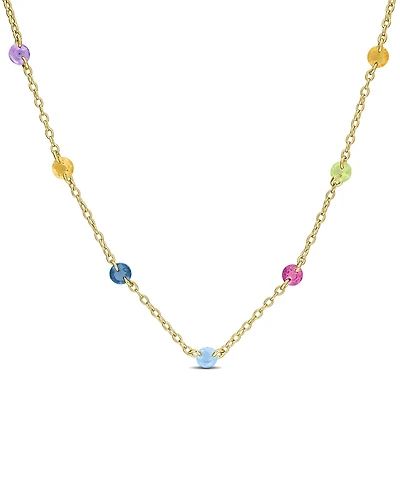 Macy's Multi-Gemstone (7/8 ct. t.w.) Necklace in 18k Gold-Flash-Plated Sterling Silver