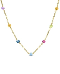Macy's Multi-Gemstone (7/8 ct. t.w.) Necklace in 18k Gold-Flash-Plated Sterling Silver