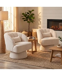 homfan 2Piece Ultra-Plush Swivel Accent Chair 360degree Barrel with Cloud-Like Padding