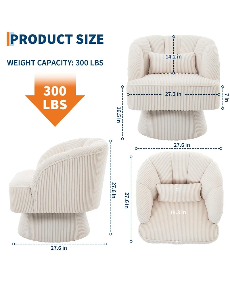 homfan 2Piece Ultra-Plush Swivel Accent Chair 360degree Barrel with Cloud-Like Padding