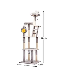 Streamdale Furniture 72in Cactus Cat Tree With Transparent Capsule