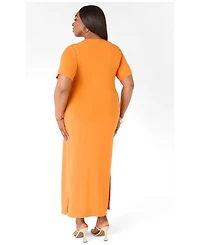 Ashley Stewart Women's Stretch Knit Maxi T Shirt Dress