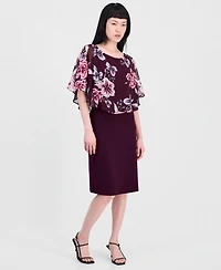 Connected Women's Chiffon-Overlay Cape Dress