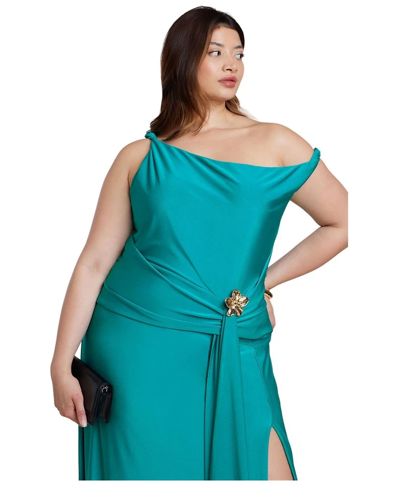 Eloquii Women's Plus Boat Neck Maxi Dress